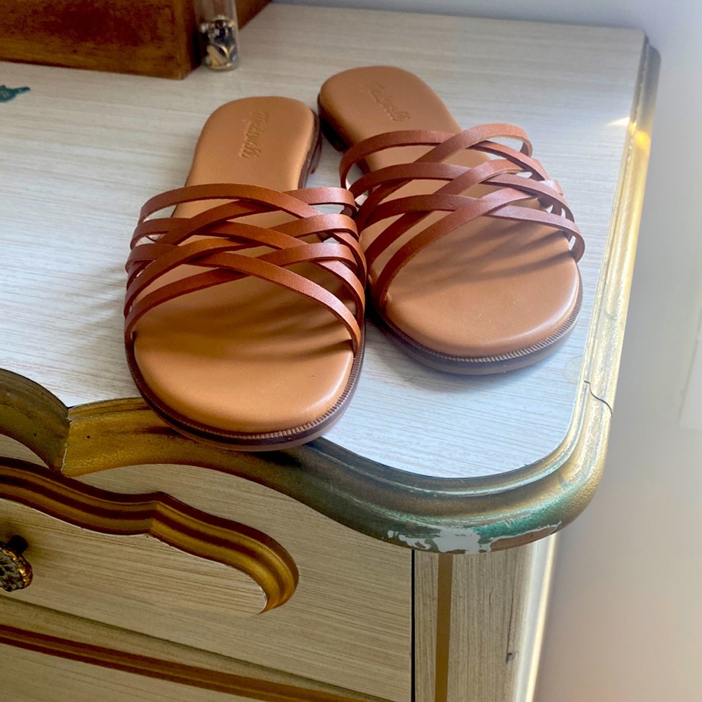 Madewell Tracie Crisscross Slide Sandal in Brown